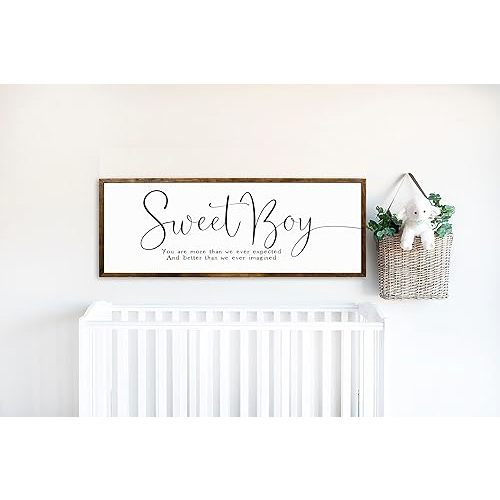 Sweet Boy, Baby Boy Nursery Framed Wooden Sign
