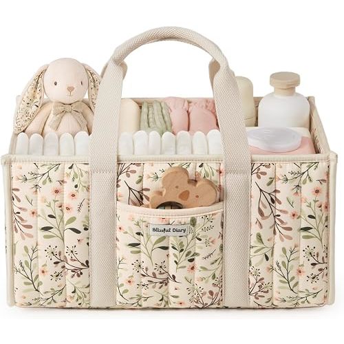 Blissful Diary Baby Diaper Caddy Organizer, Nursery Storage, Ditsy Daisy