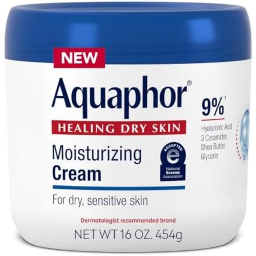Aquaphor Moisturizing Face and Body Cream with Hyaluronic Acid, 16 OZ