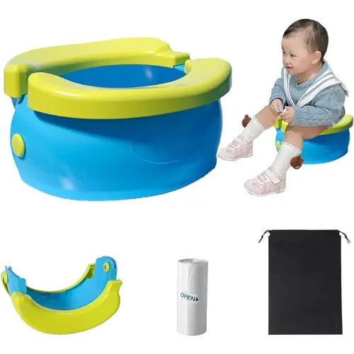 Travel Potty for Toddler Kids,Folding Toilet in Banana Shape,Portable Car Potty with Storage Bag,Outdoor and Indoor Easy to Clean (Blue)