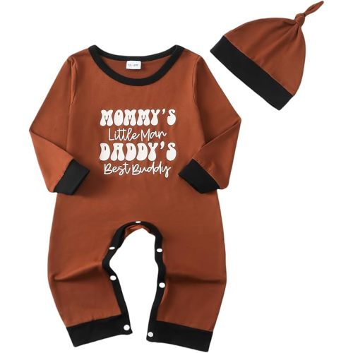 NZRVAWS Baby Boy Clothes Preemie Infant Boy Bear Outfits Jumpsuit Bodysuit Letter Print Romper