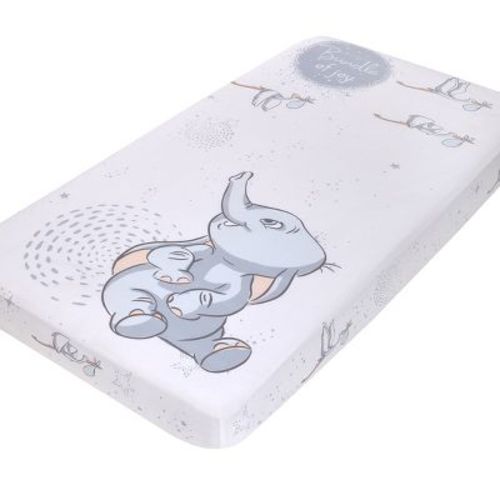 NoJo Disney Dumbo Sweet Little Baby Light Blue and White Storks "Bundle of Joy" 100% Cotton Photo Op Nursery Fitted Crib Sheet