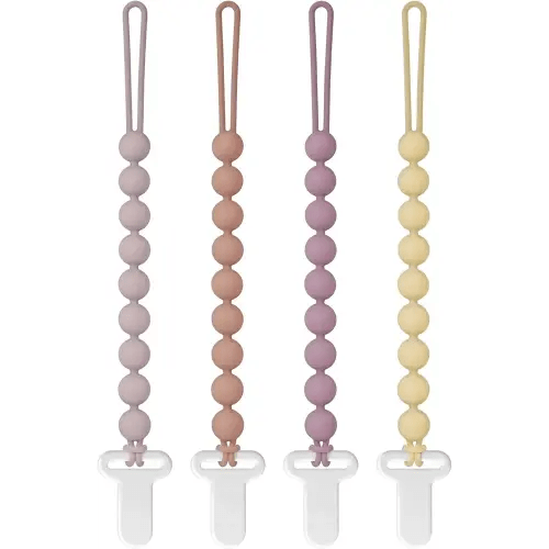 Pacifier Clips Silicone, 4-Pack Pacifier Holder Clip with Stylish Round Design, 100% Food Grade Silicone, Safe Essentials for Newborns Baby Boys and Girls