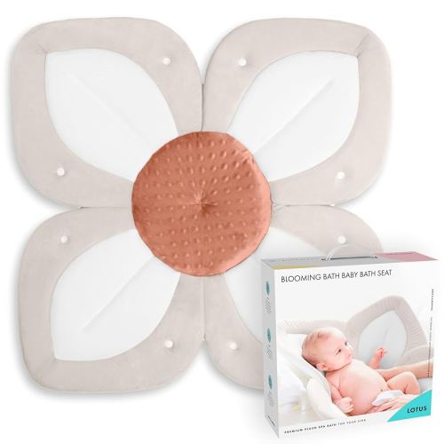 Blooming Bath Baby Bath Seat - Baby Tubs for Newborn Infants to Toddler 0 to 6 Months and Up - Baby Essentials Must Haves - The Original Washer-Safe Flower Seat (Lotus, Cream/White/Clay)