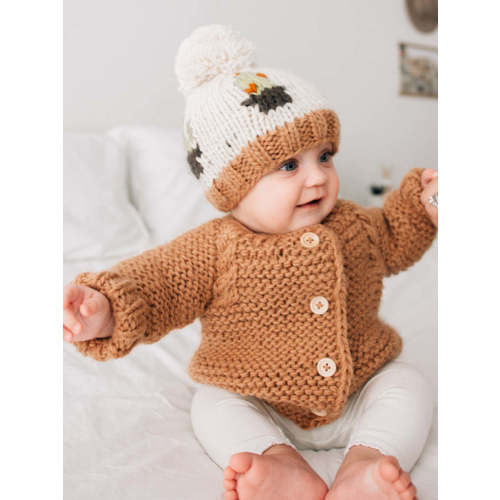 Garter Stitch Cardigan Sweater, Pecan