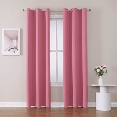 ChrisDowa Blackout Curtains 72 inches Long for Bedroom - 2 Panels Set Grommet Thermal Insulated Room Darkening Curtains for Living Room (Pink, 42 x 72 Inch)
