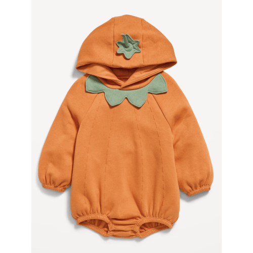 Hooded Pumpkin Critter Fleece One-Piece Romper for Baby