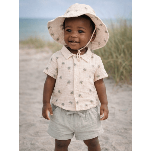 Polo Shirt & Casual Short Set, Palm Trees