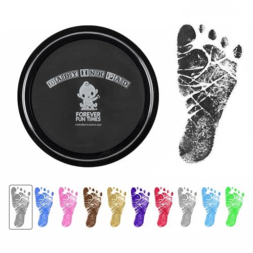 Baby Hand and Footprint Kit by Forever Fun Times | Get Hundreds of Detailed Prints with One Baby Safe Ink Pad | Easy to Clean, and Works with Any Paper or Card | Clean and Safe (Big Black)