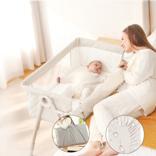 Latitude Run® Baby Bassinet, Bassinet Bedside Sleeper For Baby With Waterproof Sheets, 4 Adjustable Height Bedside Bassinets With Wheels, Carry Bag And Soft Mattress, Grey & Reviews | Wayfair