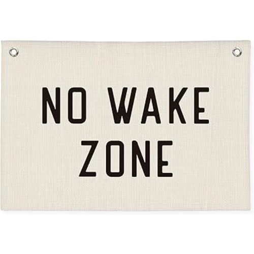 No Wake Zone Surf Nursery Playroom Decor, Coastal Beach Linen Banner Wall Hanging Banner Flag, Boys Room Decor, Surf Decor 20x30 Inch