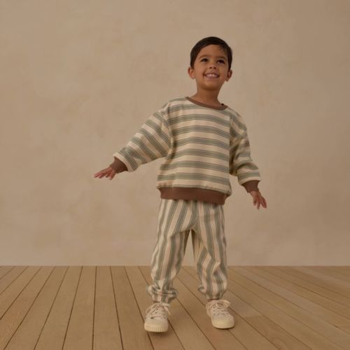 Toddler Boys' 2pc Juniper Shore Striped Sweatshirt and Pants Set - Ivory 4T