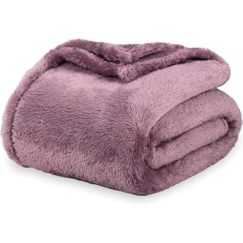 Berkshire Blanket Classic Extra-Fluffy™ Plush Throw Blanket, Soft Fuzzy Fluffy Long Hair Throw Blanket for Couch Sofa Bed, Plum Smoke, 50x60 Inches