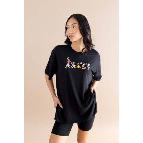 Women’s Biker Short Set in Mickey and Friends on Midnight