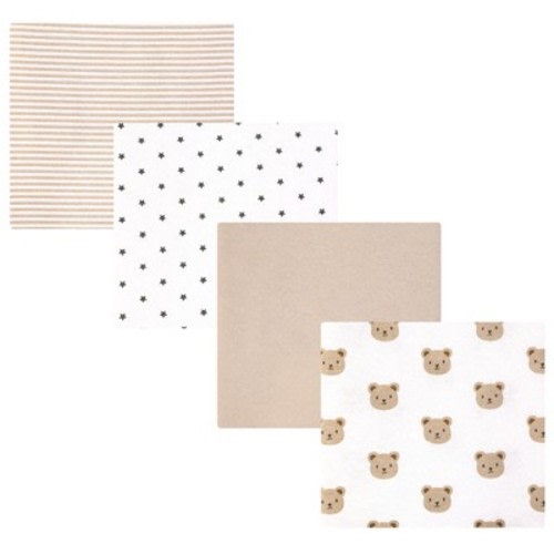 Hudson Baby Infant Cotton Poly Flannel Receiving Blankets 4-Pack, Cozy Cutie, One Size