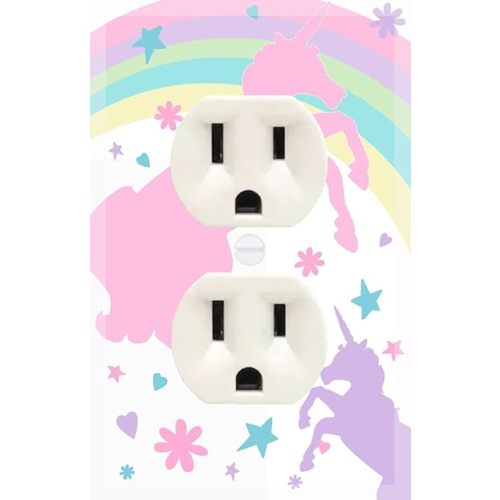 Girls Room Decor Light Switch Cover Plate Kids Room, Decorative Wall Accent for Baby Nursery, Teen Toddler Bedroom Bathroom Playroom (Pastel Unicorn Outlet)