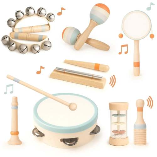 Drums & Bells - Wooden Montessori Instruments for 18M -4YS - Joyreal