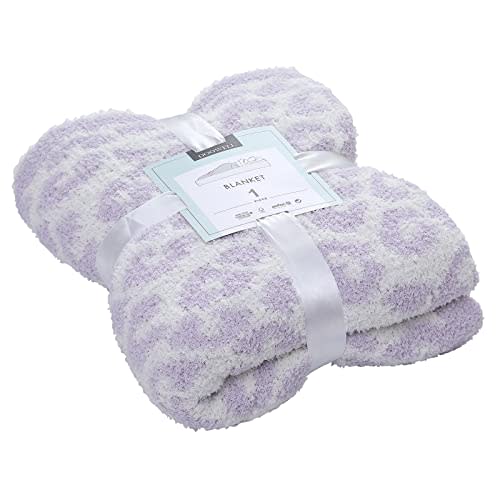 DOOWELL Throw Blanket, Leopard Print Ultra Soft Fleece Blanket, Suitable for Chair Sofa Couch Bed Travel Blanket(50"x60", Purple)