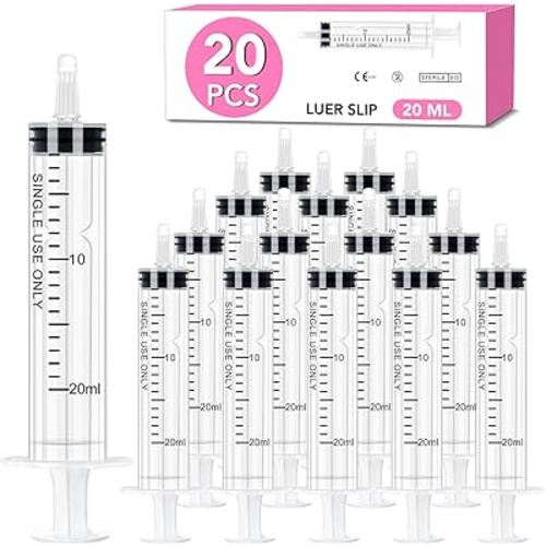 20 PCS 20ml Oral Syringe With Cap, Plastic Syringe without Needle for Medicine Dropper, Feeding Pets, Liquid Measuring, Handicrafts, Individually Sealed, Luer Slip