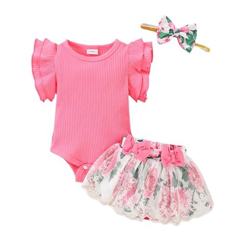 Mioglrie Preemie Clothes Girl Newborn Girl Outfits Infant Baby Girl Clothes Summer Romper Dress Shorts Set