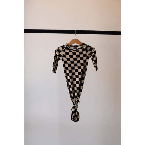 Knotted Bamboo Gown | Black Checkerboard