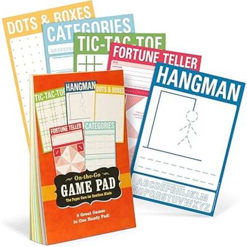 Knock Knock On-the-Go Game Pad 1, Travel Activity Book Notepad, 6 x 9-inches