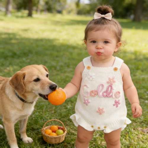 Hand Embroidered Baby Romper, Custom Name Baby Girl Romper, Personalized Birthday Outfit, Ruffle Bubble Romper, Gift for B-day - Etsy