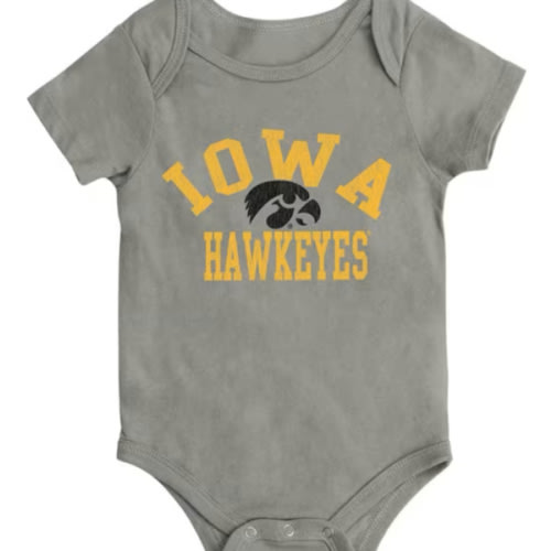 Colosseum Iowa Hawkeyes Baby HEATHERGREY Biggest Fan One Piece - 150322262