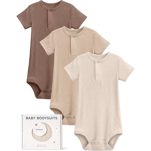 Unnivoll Baby Bodysuits Rayon Made From Bamboo Baby Onesies Short Sleeve Infant Newborn Onesies Baby Boys Girls Clothes