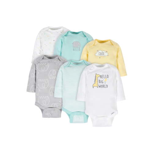 Gerber Baby Boy or Girl Gender Neutral Long Sleeve Onesies Bodysuits, 6-Pack