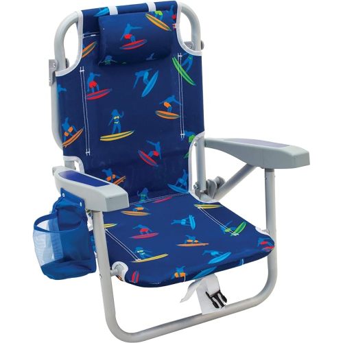 Rio Beach Kid's 5-Position Lay Flat Backpack Folding Beach Chair, Surf Power Surfer