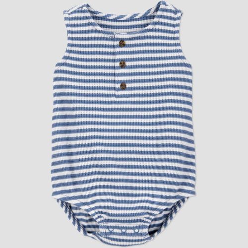 Carter's Just One You® Baby Boys' Striped Textured Romper - Blue/White 3M