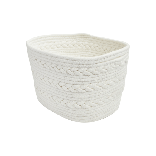 Rectangle Braid Rope Basket - White - White - One Size
