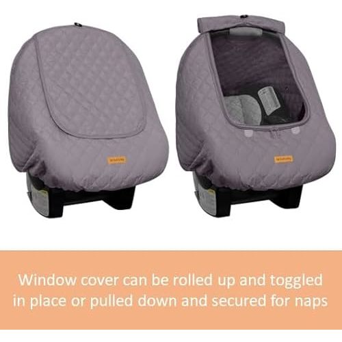 liuliuby Baby Car Seat Weather Shield | Warm Quilted Winter Cover with Clear Window for Infant Carseat | Keeps Babies & Newborn Protected in Cold | Car Seat Cover for Boys & Girls (Gray)