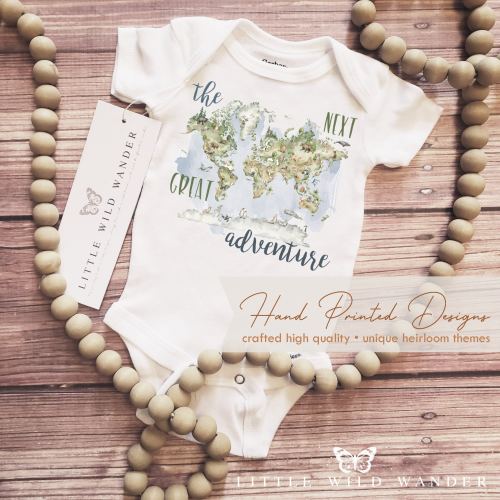The Next Great Adventure Onesie ® or Shirt, Announcement New Baby Gift, Map Birthday Outfit