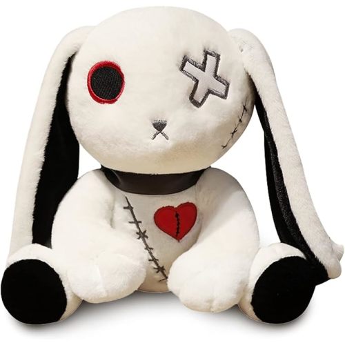 Goth Bunny Plush Rabbit Stuffed Animal Horror Plushies Easter Stuffed Creepy Spooky Bunny Stuffed Animal Crazy Rabbit Plushie Toy