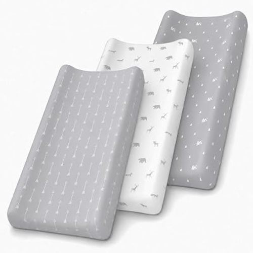 GROW WILD Changing Pad Cover 3 Pack | Soft & Stretchy Jersey Cotton | Baby Changing Table Pad Cover | Diaper Changing Pad Covers for Girls and Boys (Forest & Woodland)