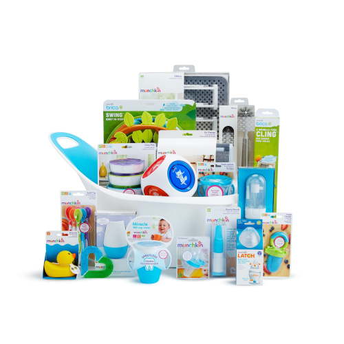 Munchkin® VIB Baby Gift Basket, Great for Baby Showers, Includes 20 Baby Products, Blue, Unisex