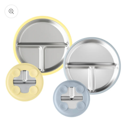 Stainless Steel Plate Set of 2 (Butter Yellow & Baby Blue)