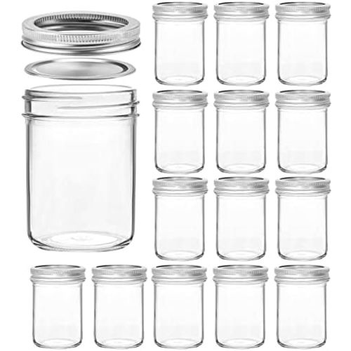 VERONES Mason Jars 8 OZ, 8 OZ Canning Jars Jelly Jars With Regular Lids, Ideal for Jam, Honey, Wedding Favors, Shower Favors