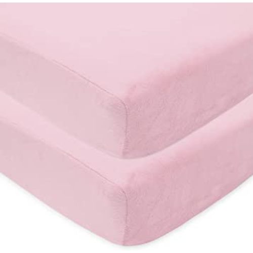 American Baby Company 2 Pack Heavenly Soft Chenille Fitted Crib Sheet 28" x 52", Warm and Cozy Neutral Chenille Sheet, Pink, for Boys and Girls, Fits Crib and Toddler Bed mattresses