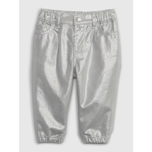 Baby Metallic Bubble Jeans in silver