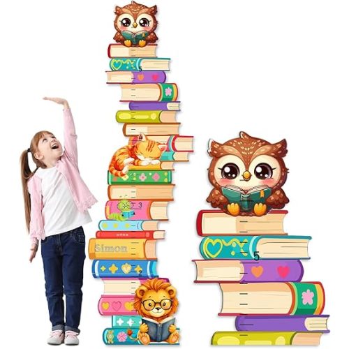 Personalized Name Wooden Growth Charts for Kids, Stacks of Book Height Measurement for Wall Girls Boys Teen Room Nursery Decor