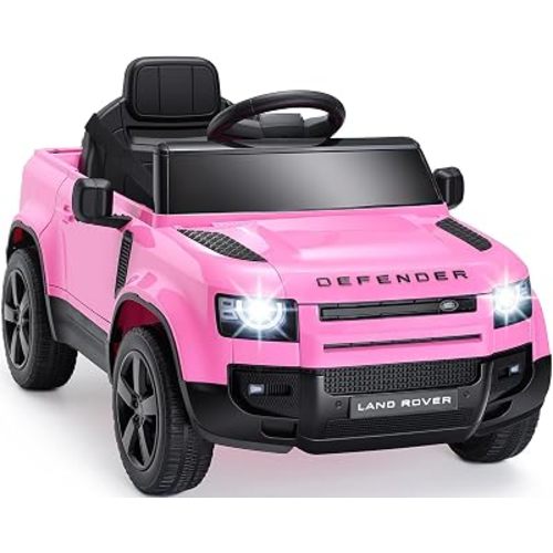 12V Electric Car for Kids, Licensed Land Rover Ride on car with Parent Remote, Soft Start, 3 Speeds, Shock Absorption, LED Lights & Music, Electric Power Ride on Toys for Toddlers, Pink