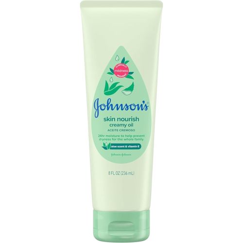 Johnson & Johnson Johnson's Baby Creamy Oil, Aloe & Vitamin E, 8 Ounce (Pack of 6)