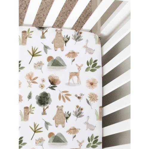Woodland Animals Crib Sheet: Earthtones Nursery Bedding