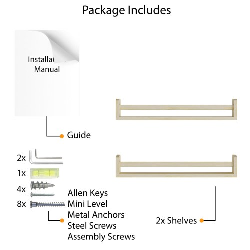Wallniture Madrid Kids Shelves for Wall Decor, Nursery Storage 24", Natural, Set of 2