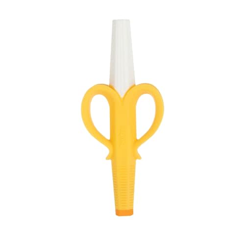 Nuby Banana Hollow Tube Silicone Teething Toy - Gum Massaging Baby Teething Relief Toy for 3+ Months