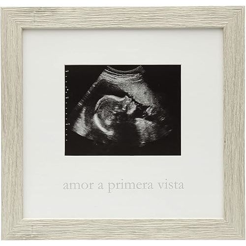 Kate & Milo Rustic Sonogram Baby Keepsake Photo Frame, Spanish Baby Ultrasound Frame, Amor a Primera Vista New Baby Keepsake Frame, Gender-Neutral Nursery Décor, New and Expecting Parents Gift