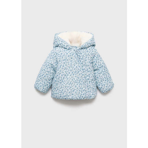 Fur-effect floral-print anorak - Kids | MANGO USA